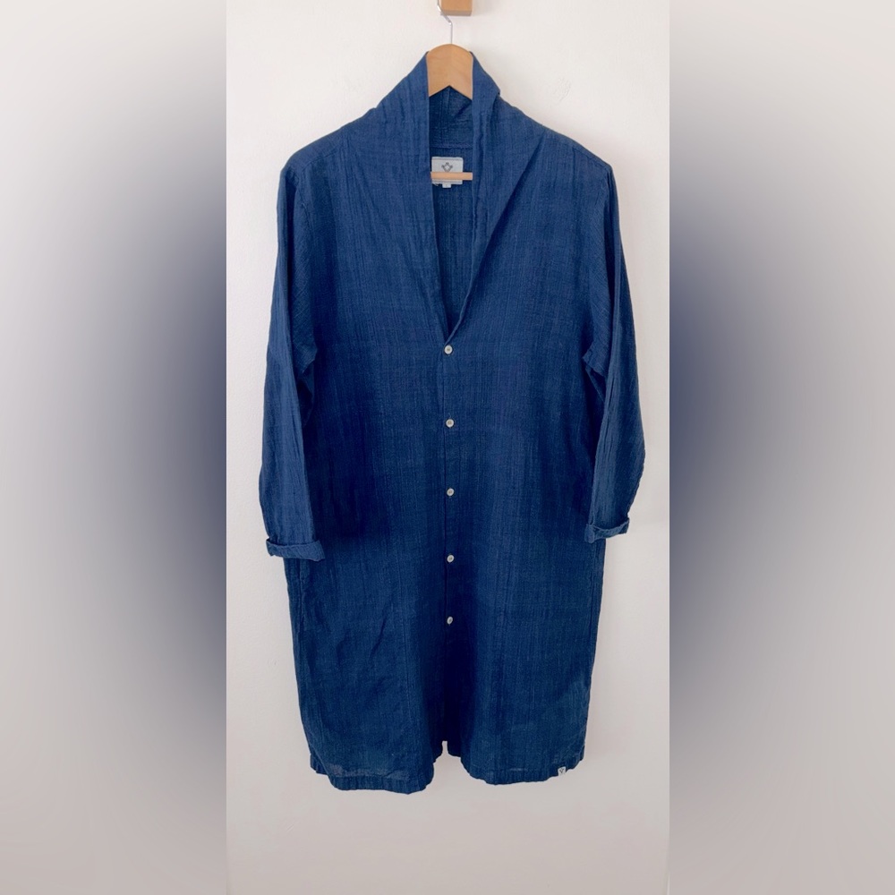 BSBEE SELMA LONG JACKET HANDMADE 100% COTTON NWT SIZE L Denim/Navy  $275